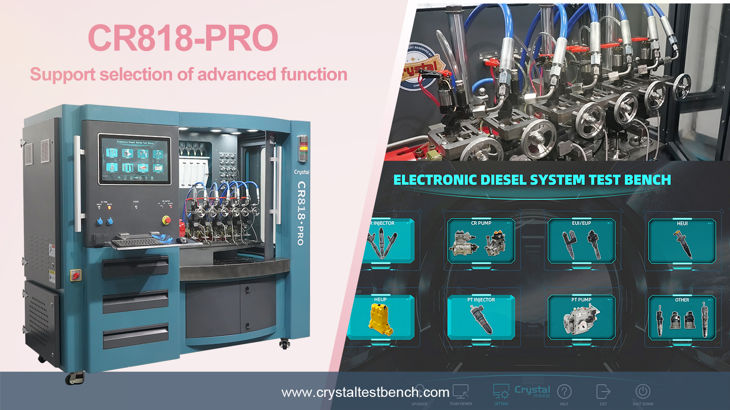 Crystal multifunctional common rail test bench CR818-PRO